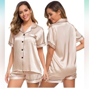 Swomog satin short sleeve shorts pajama set